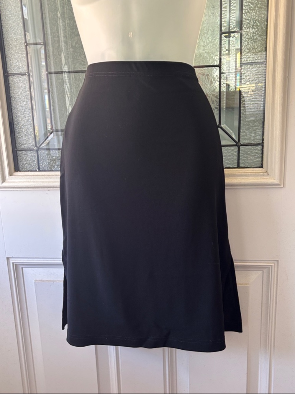A. Byer Black Midi A-Line Skirt